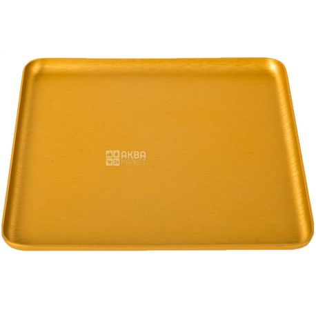 Kaymet, 16 x 16 см, Поднос алюминиевый, квадратный, золотистый