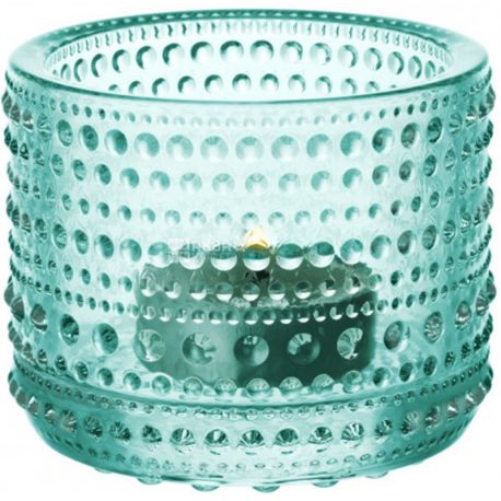 Littala, Kastehelmi, 1 шт., Подсвечник стеклянный, бирюзовый, 64 мм