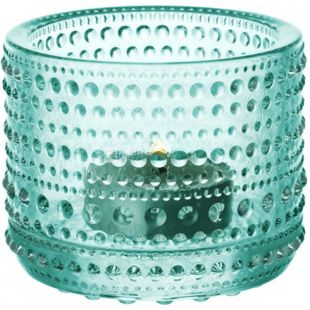 Littala, Kastehelmi, 1 шт., Подсвечник стеклянный, бирюзовый, 64 мм 
