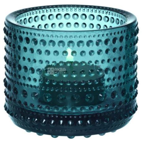 Littala, Kastehelmi, Sea blue, 1 шт., Підсвічник скляний, блакитний, 64 мм