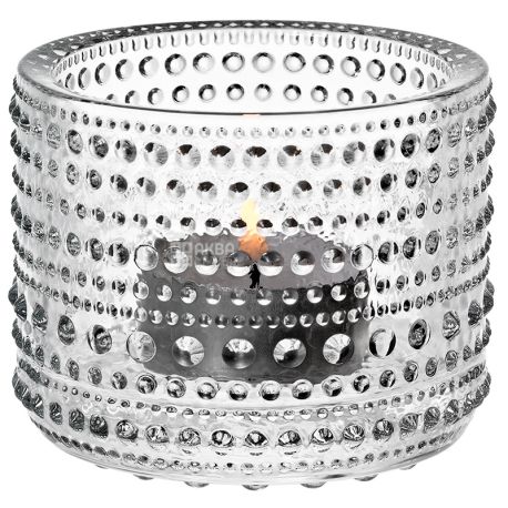 Littala, Kastehelmi, 1 шт., Подсвечник стеклянный, прозрачный, 64 мм