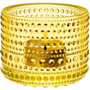 Littala, Kastehelmi, 1 шт., Подсвечник стеклянный, желтый, 64 мм 