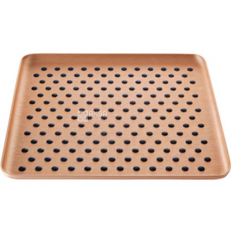 Kaymet, 16 x 16 cm, Aluminum tray, square, perforated, copper