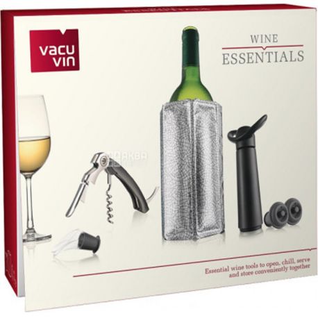 Vacu Vin, Подарочный набор для вина,  охладитель, дропостопер, пробка 2 шт, помпа