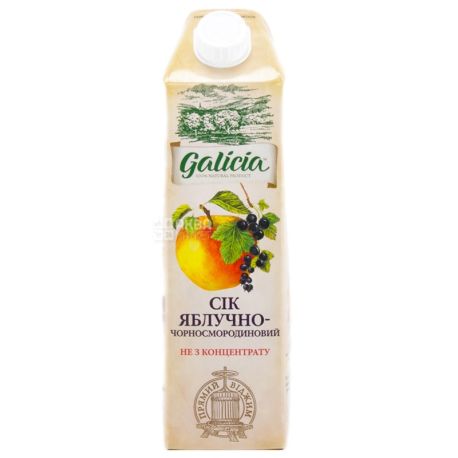 Galicia, 1 л, Сок натуральный Яблочно-Черносмородиновый Галиция, без сахара