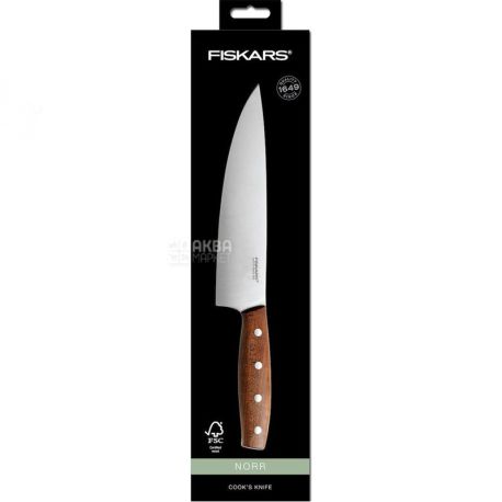 Fiskars, Norr, 20 см, Нож шеф-повара, коричневый