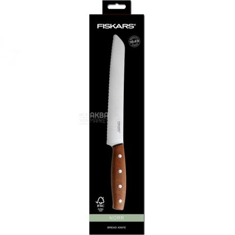 Fiskars, Norr, 21 см, Ніж для хліба, коричневий