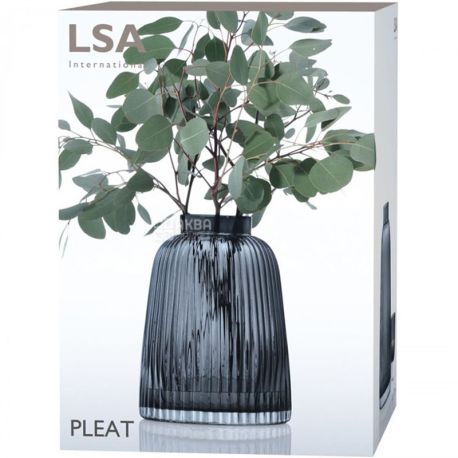 LSA international, Pleat, Ваза для квітів, скляна, прозора, 26 см