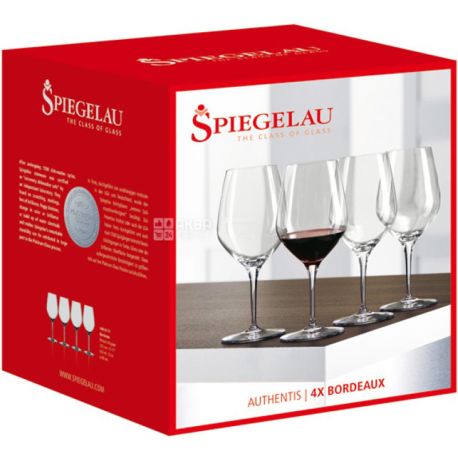 Spiegelau, Authentis, 4 pcs, Bordeaux Red Wine Glass Set 0.650 L