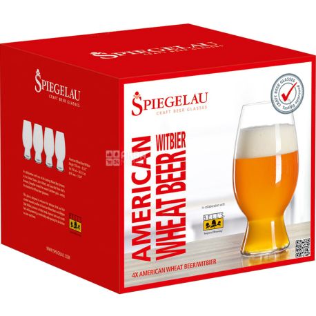 Spiegelau, Craft Beer Glasses, 4 шт., Набір келихів для американського пшеничного пива, кришталеве скло, 0,750 л