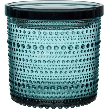 Iittala, Kastehelmi, Sea blue, 11,6 х 11,4 см, Ємність для зберігання, скляна, блакитна