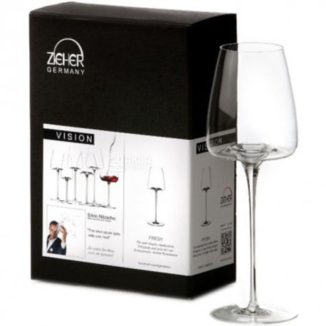 Zieher, Vision, 2 шт, Набір келихів для вина Fresh, кришталеве скло, прозорий, 340 мл