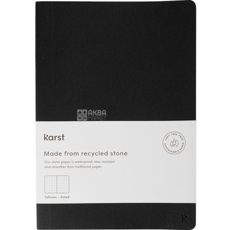 Karst, Black, Paperback notebook, A5, black