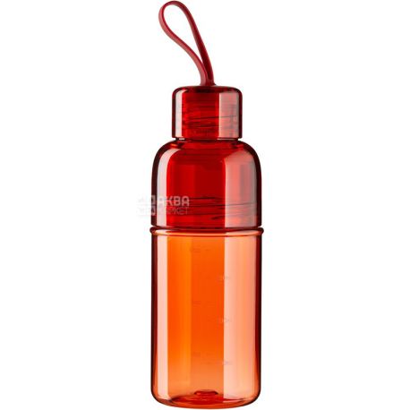 Kinto, Workout Bottle, 480 мл, Бутылка для воды с силиконовым ремешком, красная, пластик