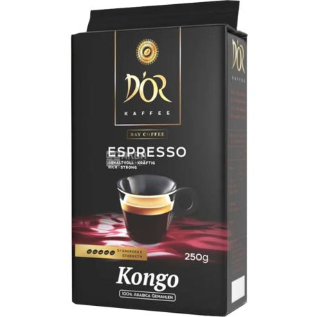 Cafe D'or, Kongo Espresso, 250 g, D'or dark medium roast, ground