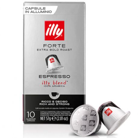 illy Nespresso Forte, 10 шт., Іллі Неспрессо Форте, Кава в капсулах, чорний