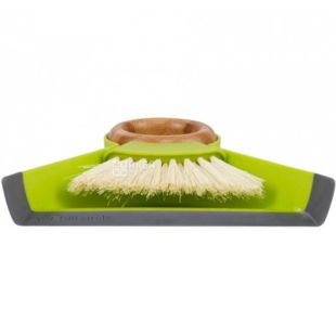 Full Circle, Щетка и совок для кухни, пластик, бамбук, зеленый, 17 x 18 x 5.5 см