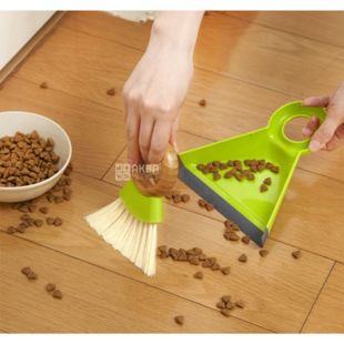 Full Circle, Щетка и совок для кухни, пластик, бамбук, зеленый, 17 x 18 x 5.5 см