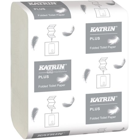 Katrin Plus, 250 аркушів, туалетний папір листовий, двошаровий, білий, 230 х 103 мм
