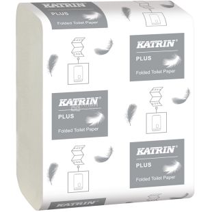 Katrin Plus, 250 листов, Туалетная бумага листовая, двухслойная, белая,103х230 мм