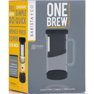 Barista & Co, One Brew, 350 мл, Заварник для кофе, стеклянный, черный