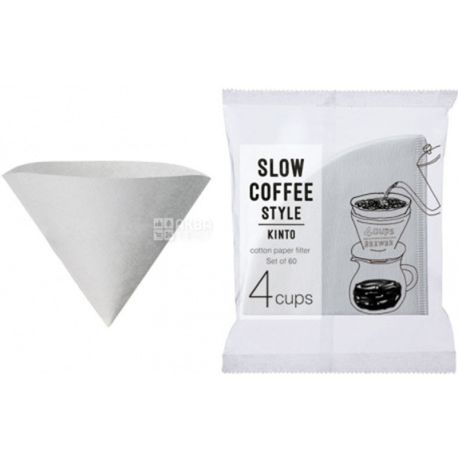 Kinto, Slow Coffee Style, 60 шт, Фільтри для кави на 4 чашки, паперові