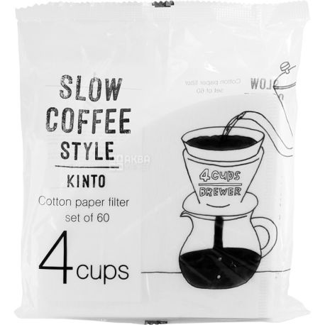 Kinto, Slow Coffee Style, 60 шт, Фільтри для кави на 4 чашки, паперові