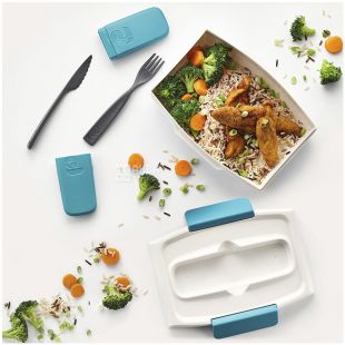 Trudeau, Tropical Fuel, 1 л, Ланч бокс, бирюзовый/белый