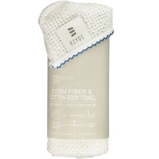Kiyoi, Harada Textile, 24 х 100 см, Полотенце-мочалка для тела из кукурузных волокон и хлопка, голубая