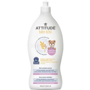 Attitude, Baby-Bebe, 700 мл, Моющее средство для детской посуды, гипоаллергенное, эко