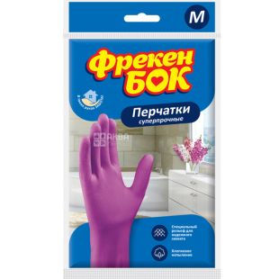 Фрекен Бок, 1 пара, Розмір M, Рукавички господарські суперміцні, з бавовняним напиленням, в асортименті