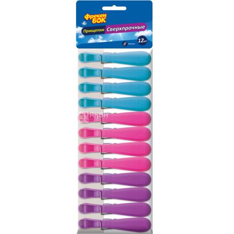 Freken Bock, 12 pcs., Clothespins, plastic, multi-colored