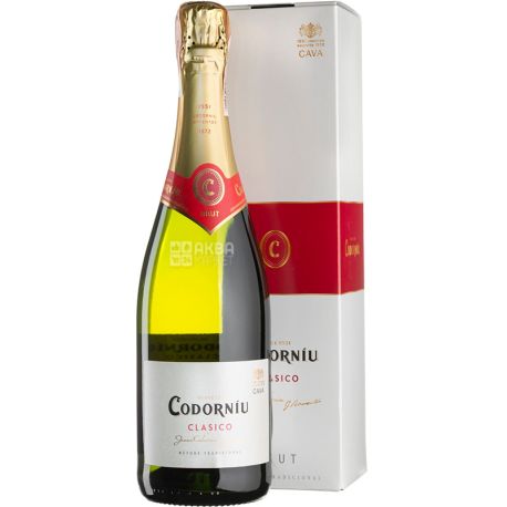 Codorniu, Cava Clasico Brut, 0,75 л, Вино белое игристое, брют, подарочная упаковка