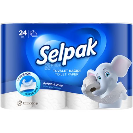 Selpak, 24 Rolls, Toilet Paper, Sandwich, White
