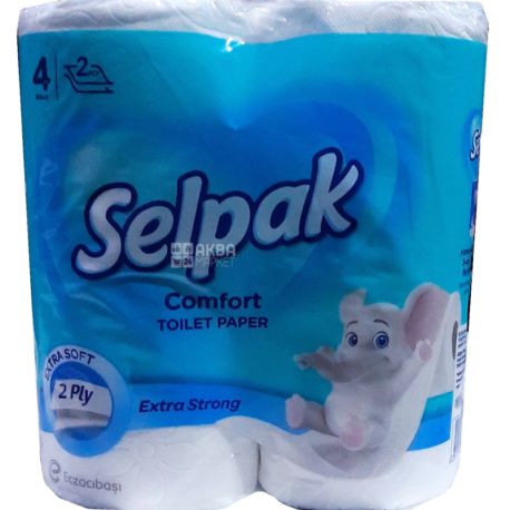 Selpak Comfort, 4 рул., Туалетная бумага Селпак Комфорт, 2-х слойная