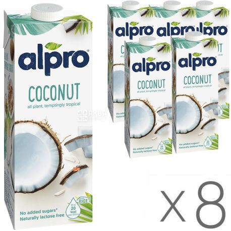 Alpro, Coconut Original, Упаковка 8 шт. по 1 л, Алпро, Кокосовое молоко, витаминизированное
