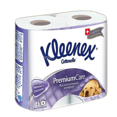 Kleenex Premium Comfort, 4 рул., Туалетний папір Клінекс Преміум Комфорт, 4-х шаровий