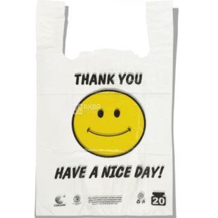 Comserv, 250 шт., Пакет-майка Thank you, білий, 30х50 см