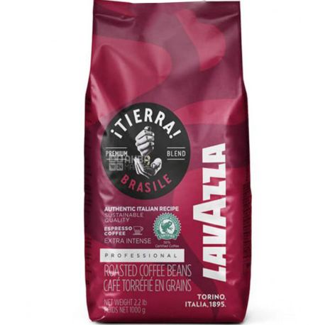 Lavazza, Tierra Brazil Professional, 1 kg, Dark Roasted Lavazza Coffee, Beans