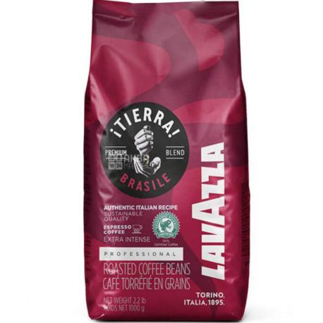 Lavazza, Tierra Brazil Professional, 1 кг, Кофе Лавацца темной обжарки, в зернах
