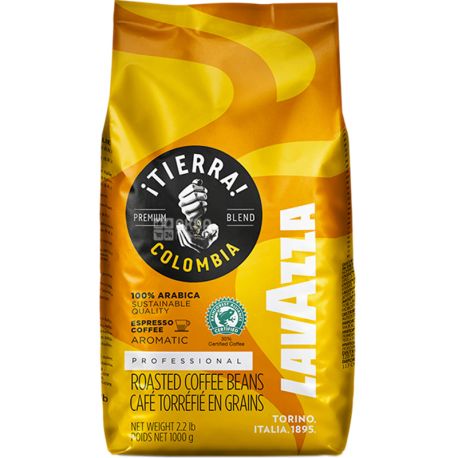 Lavazza, Tierra Colombia, 1 кг, Кава Лавацца світло-середнього обсмаження, в зернах