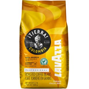 Lavazza Tierra Colombia, 1 кг, Кава в зернах середнього обсмаження Лавацца, 100% арабіки