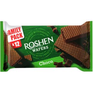 Roshen Wafers, 216 г, Рошен, Вафлі шоколадні 