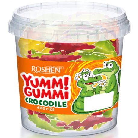 Roshen Yummi Gummi Crocodile, 600 г, Конфеты желейные, двухслойные, фруктовые