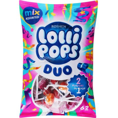 Roshen LolliPops Duo, 800 г, Карамель леденцовая, Йогуртовый микс