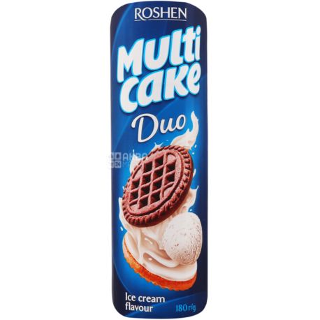Roshen Multicake Duo, 180 г, Печиво-сендвіч, зі смаком пломбіру