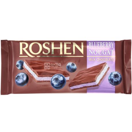 Roshen, 90 г, Рошен, Шоколад молочный, с черничной нугой