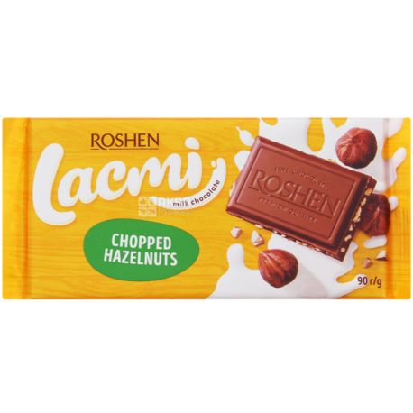 Roshen Lacmi, 90 г, Рошен, Шоколад молочний Лакмі, з подрібненим лісовим горіхом