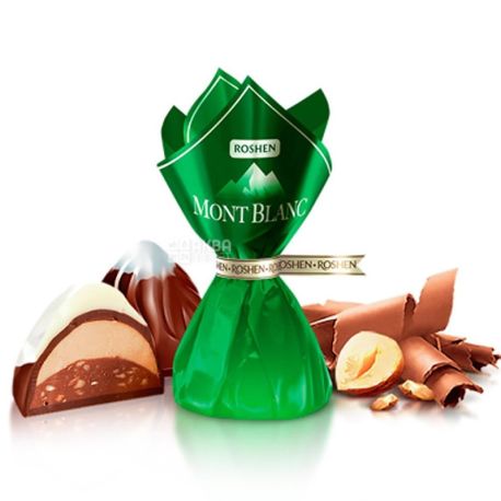 Roshen, Mont Blanc, 500 г, Рошен, Конфеты Монблан крем-пралине и измельченный лесной орех
