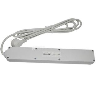 Lemanso, LMK051, Лемансо, Удлинитель с заземлением и защитой от детей на 6 гнезд, 3 м, белый